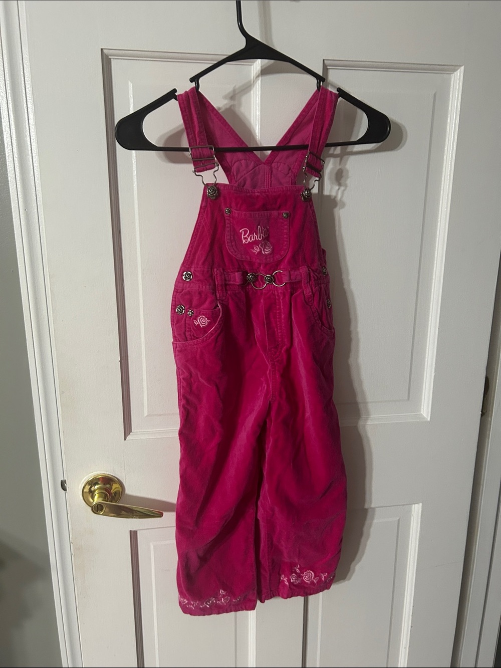 Vintage Barbie Girls' Hot Pink Corduroy Overalls